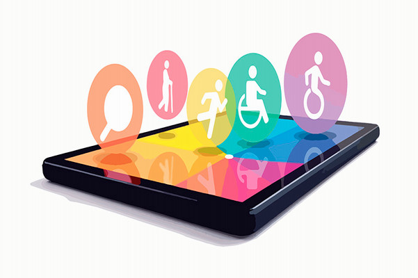 tablet with various signs of accessibility widgets