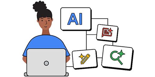 clipart of person using AI